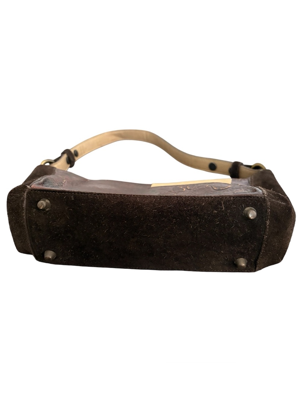 Vintage Mario Hernandez Butterfly Embossed Leather Suede Shoulder Bag Y2K Boho - Picture 6 of 8